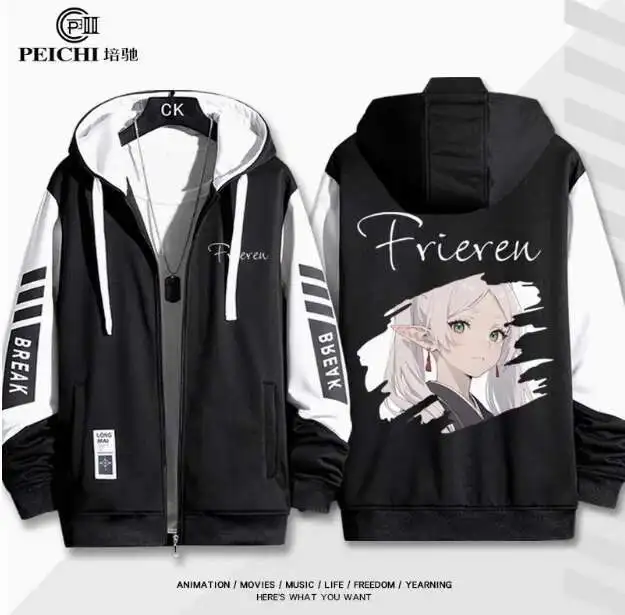 

Anime Frieren: Beyond Journey's End Frieren Hooded Hoodie Autumn Winter Cosplay Men Women Coat Loose Jacket Tops anime