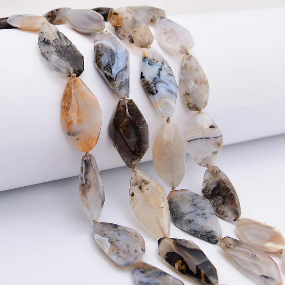 

APDGG Big 22x42mm Natural Mix Black Flower Agate Cutting Freeform Slice Nugget Loose Beads 15.5" DIY Accessories Beads