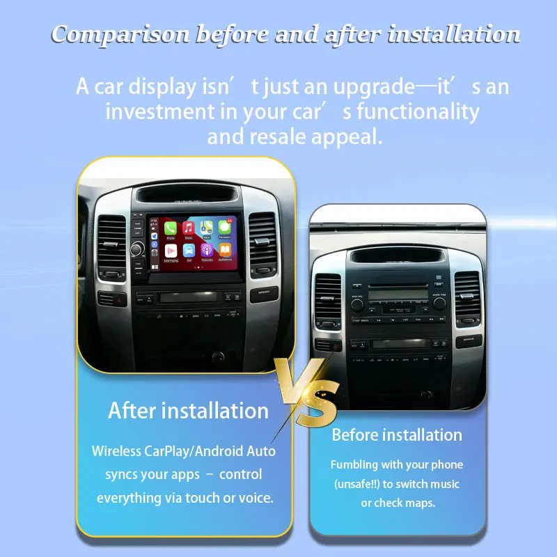8 inch Android 16 for Toyota Land Cruiser Prado 120 LC120 2003 - 2009 Car Radio Multimedia Video Player Stereo Navi GPS Wifi 4G