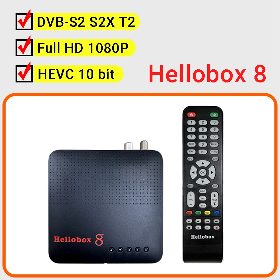 Hellobox 8 Satellite Receiver DVB Player Hellobox8 Auto-PowerVu Built-in WiFi DVB-S2 S2X T2/C H.265 HEVC