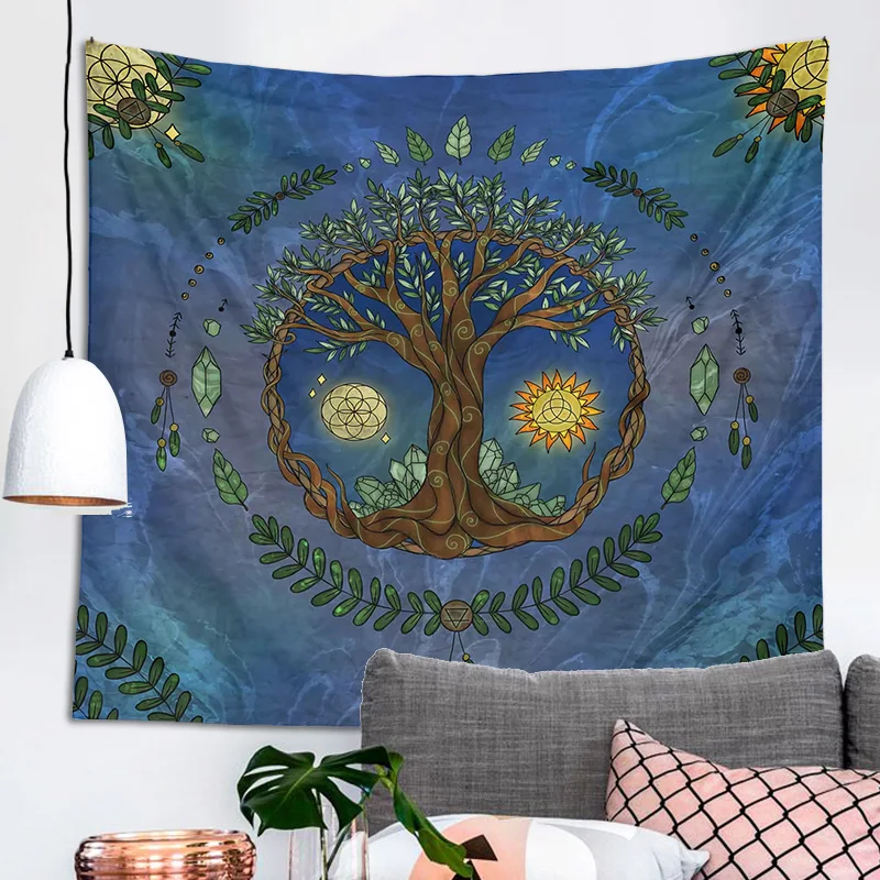 Tree Life Tapestry Tree Life Altar tablecloth Wall Hanging Room Decor  Mandala Tarot Oracle Witchcraft Boho Sun Moon Decor Home