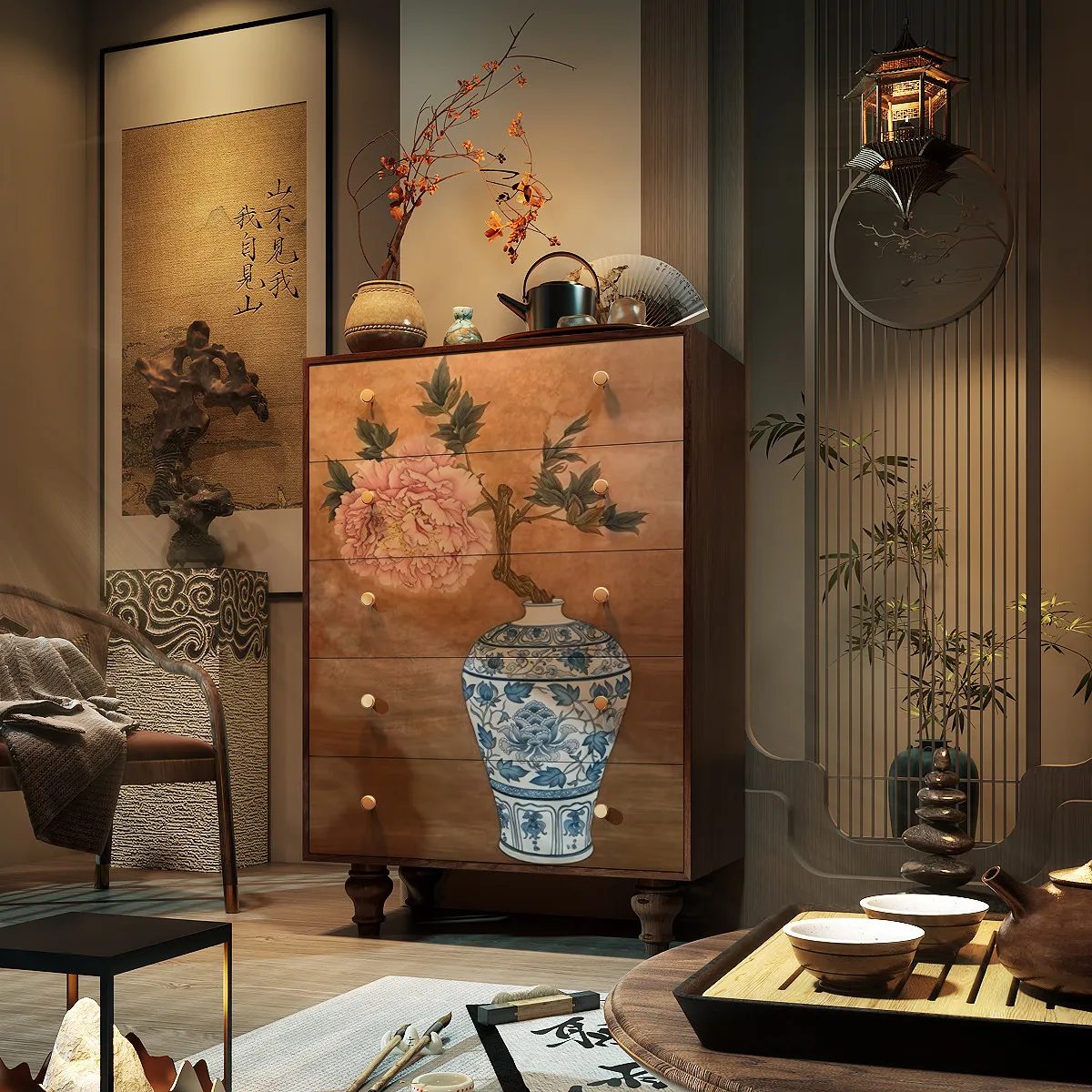 YFY Song-style chest of drawers New Chinese-style all-solid wood chest of  Living room installation-free bedroom household