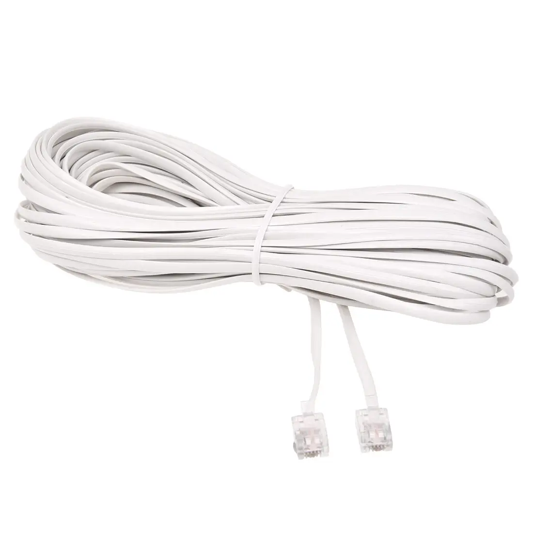 White Male 6P2C RJ11 Plug Telephone Fax Modem Line Cable, 14M for Landline