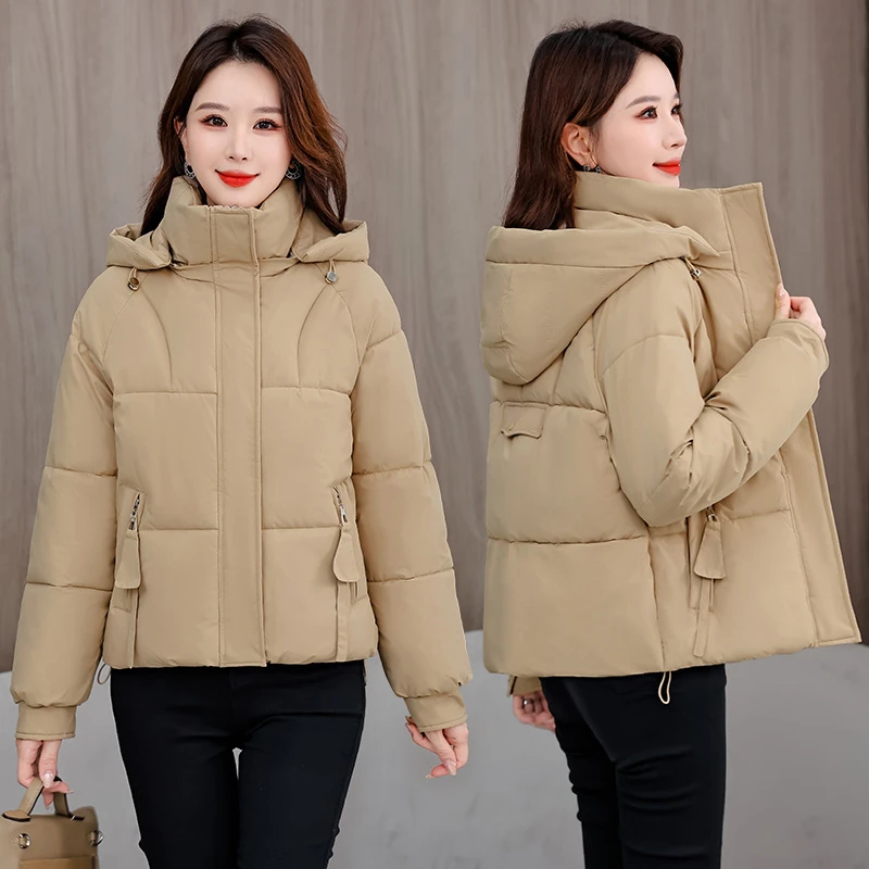 2025 شتاء جديد فضفاض قصير سترات قطنية يندبروف سميكة الدافئة المرأة أسفل القطن وسادات مبطنة انفصال مقنعين أبلى #2