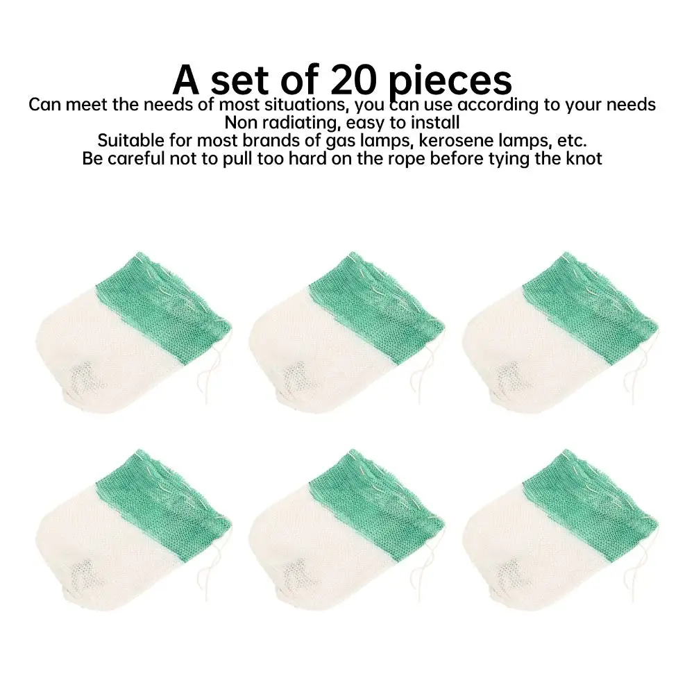 20 Pcs New Rayon Gas Lamp Mantle U-Shaped Green Propane Lantern Mantle Camping Lantern Mantle Outdoor Camping