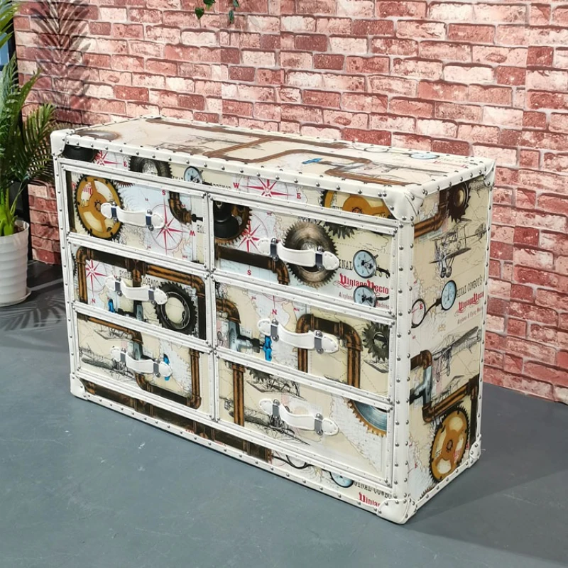 

Industrial style retro living room dining side cabinet water pipe pattern personalized creative chest bar kt cafe furniture