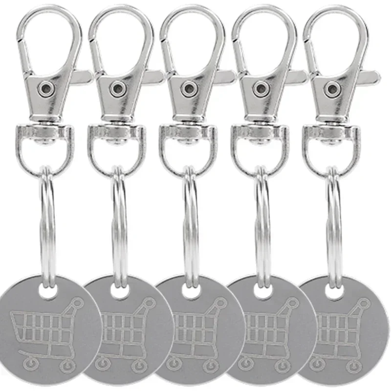 Metalen winkelwagen tokens trolley token sleutelhanger decoratieve sleutelhanger multifunctioneel winkelen draagbaar voor thuis buiten sleutelhanger