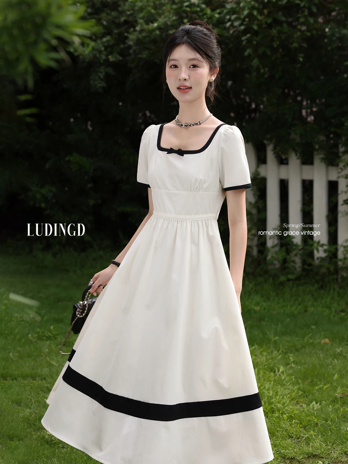 

ALXNAN белое длинное платье больших размеров с квадратным воротником и блочным цветом, элегантные праздничные повседневные платья с пышными рукавами, женская одежда D11328