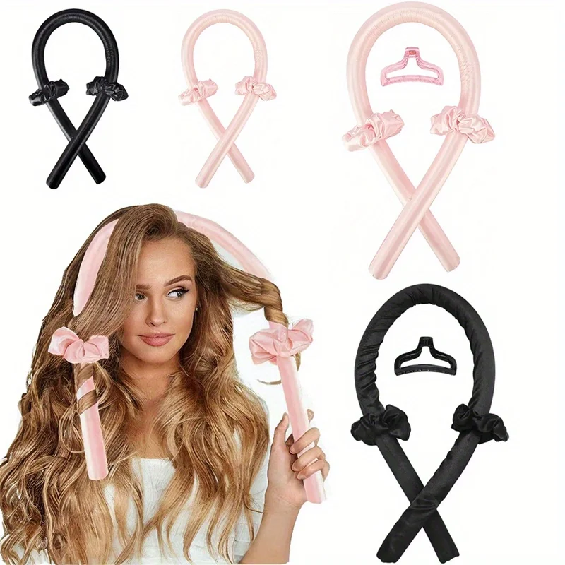 Heatless Curling Set, Silk Curls Rod Headband,No Heat Rollers to Sleep in Overnight, Satin Hair Curlers for Long and Medium Hair