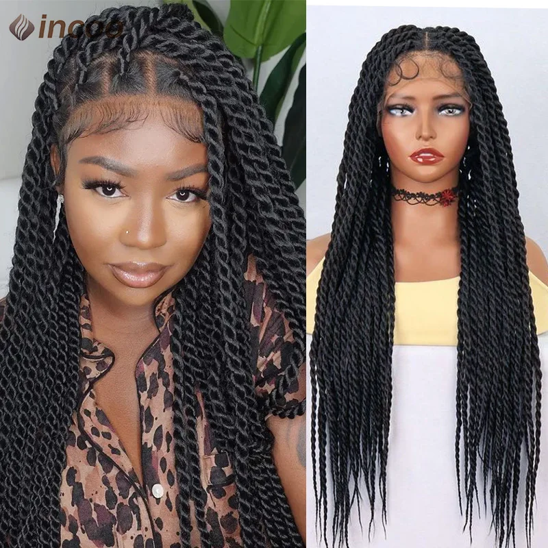 

Incoo Synthetic Full Lace Front Braided Wig For Black Women Senegalese Twists Two Strands Goddess Faux Locs Knotless Box Braids