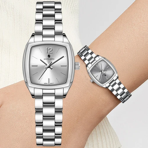 Imagen 1 del producto Reloj elegante SAPPHERO para mujer, reloj elegante para mujer, reloj Retro Vintage para mujer, reloj de cuarzo de acero inoxidable plateado