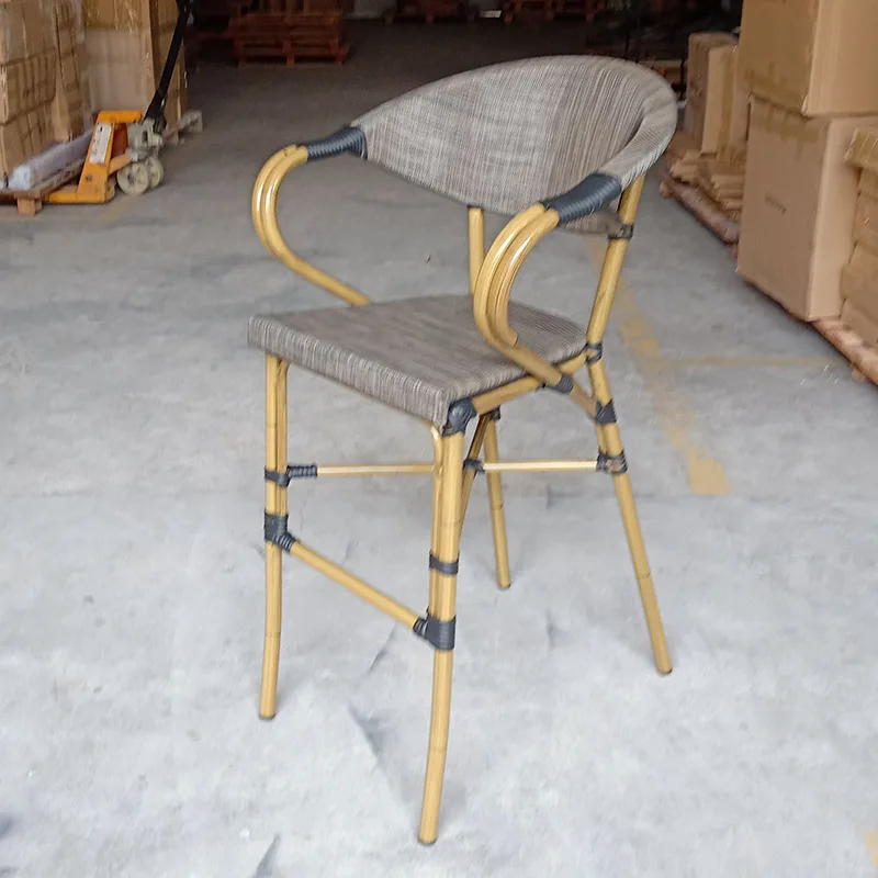 

European bar stool, hotel bar pedal high chair, mesh backrest bar high stool