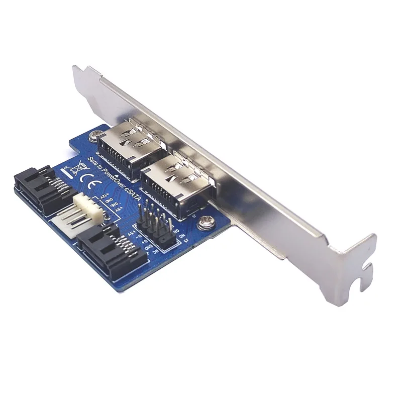 Riser Card Desktop Computer Dual Port SATA to Power ESATA ESATAp 9Pin to USB 2.0 Converter Expansion Rear Bracket Card