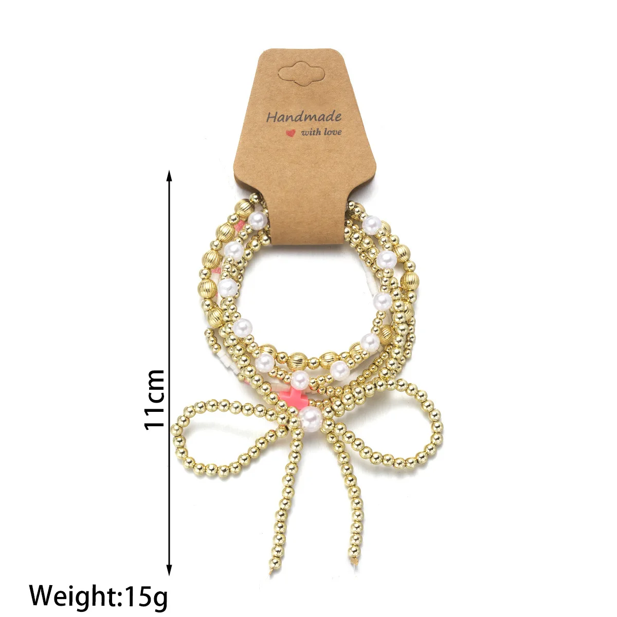 6Pcs/Set Fashion Bow Pearl Resin Elastic Bracelet Vintage Bohemian Cross Bowknot Beaded Bracelets for Women Trendy Jewelry Gift