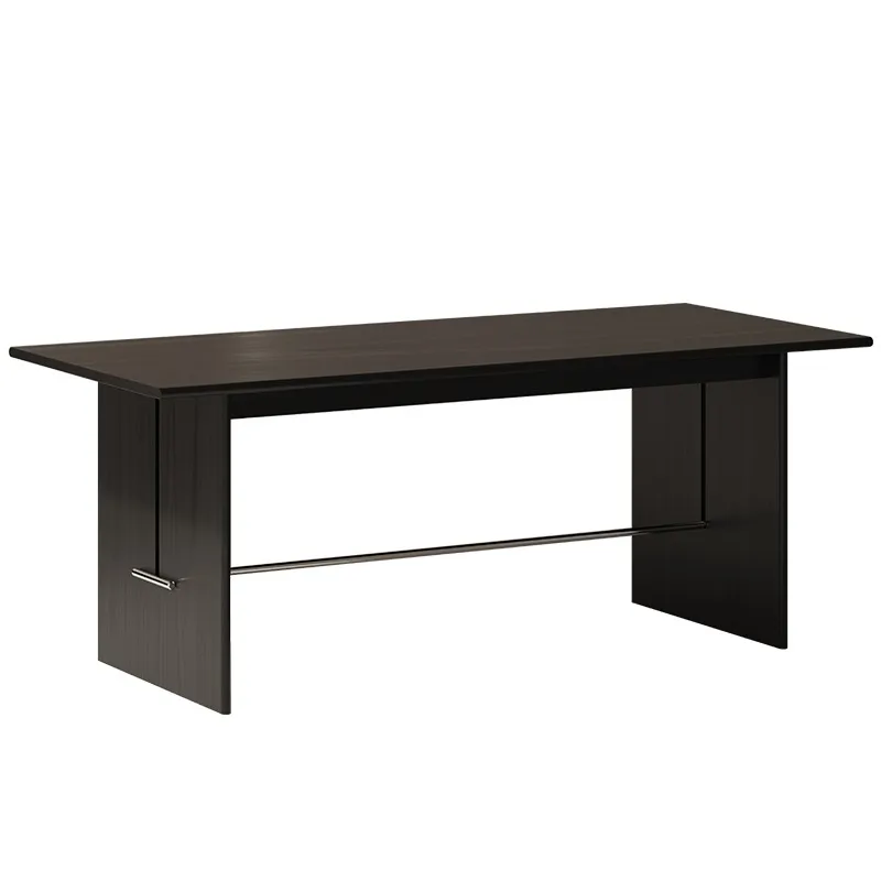 

When picking | New solid wood dining table rectangular black walnut retro desk black Bauhaus negotiation table restaurant table