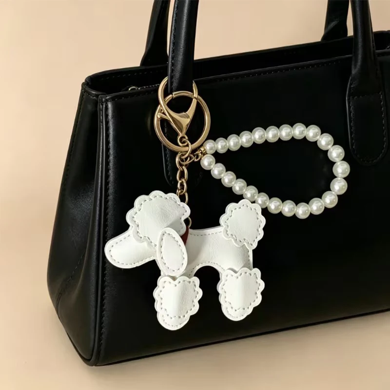 Leather Cute Little Teddy Dog Versatile Backpack Decoration Pearl Accessories Exquisite Pendants Fashionable Interesting Charm