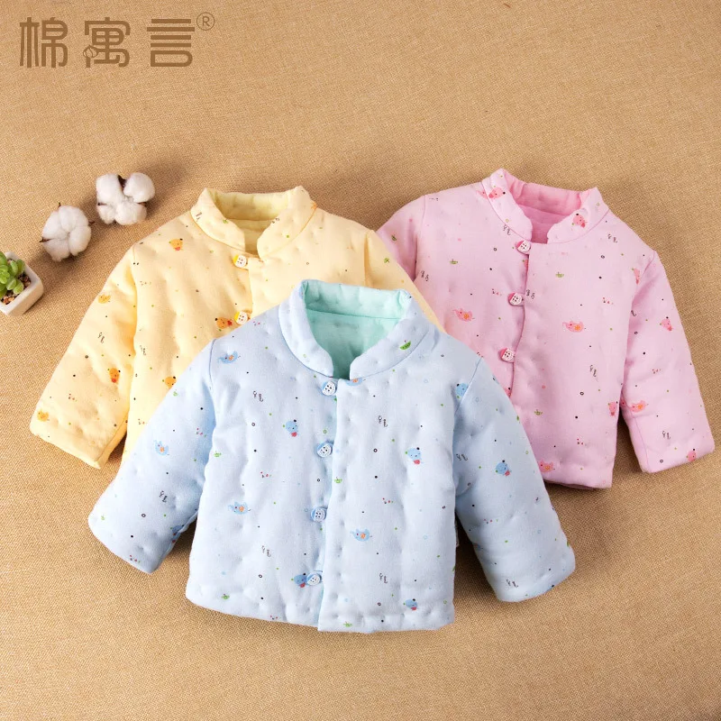 

children's pure handmade cotton thickened padded jacket newborn warm pure cotton cardigan boys and girls cotton clothes