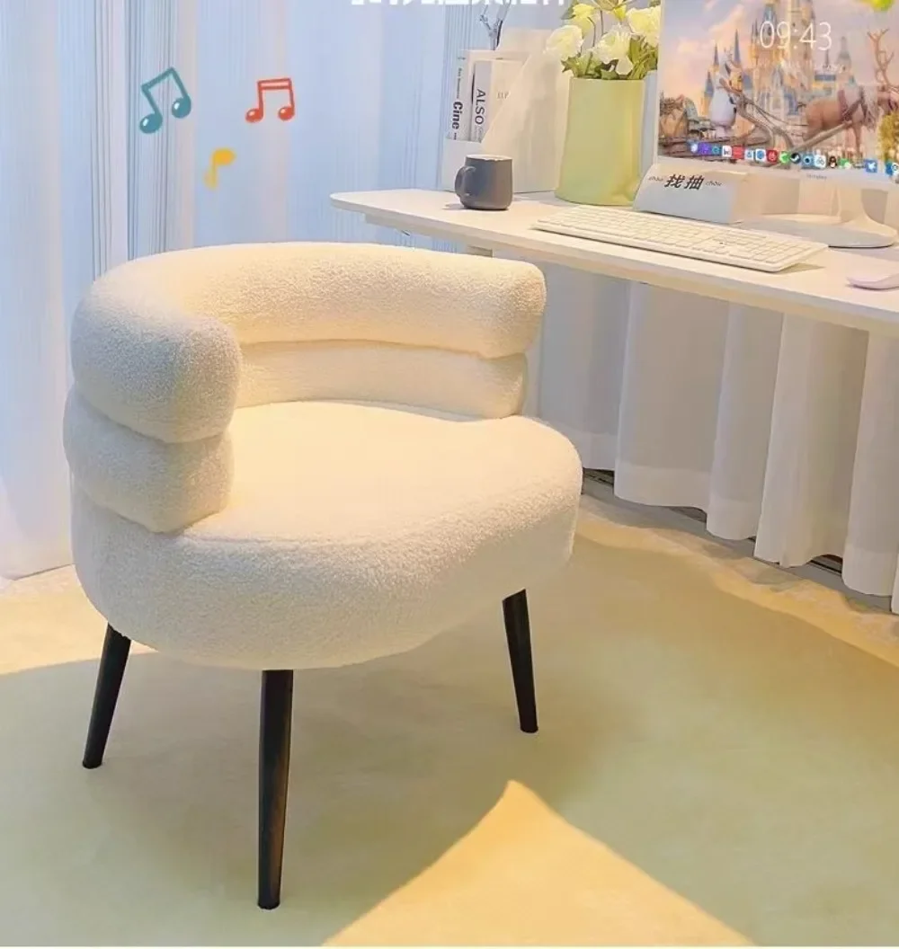 

Lamb velvet bedroom makeup chair, modern minimalist living room balcony single leisure chair