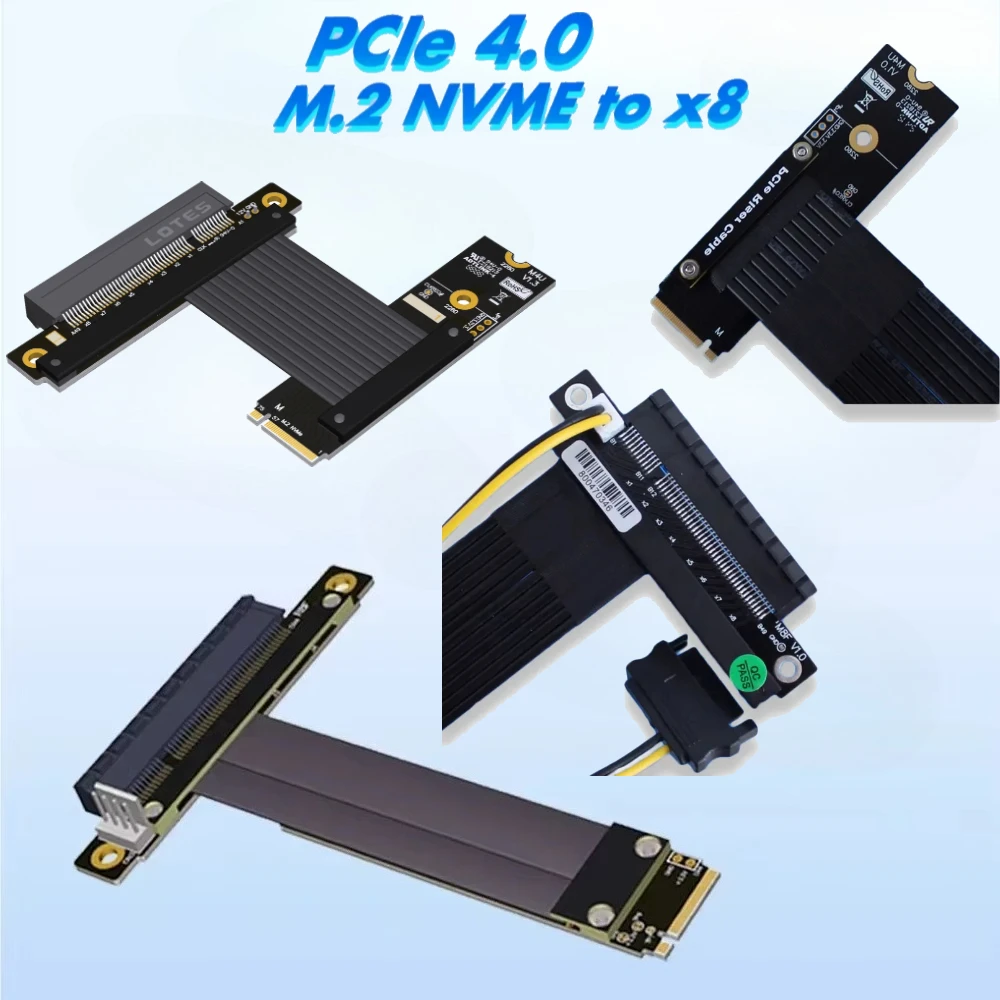 ADT-Link R48 M48SF M.2 NVMe to PCI-Express 4.0 3.0 x8 Riser Jumper Adapter PCI-e x8 LAN, RAID SSD Cards to M.2(ultra SSD, M-key)