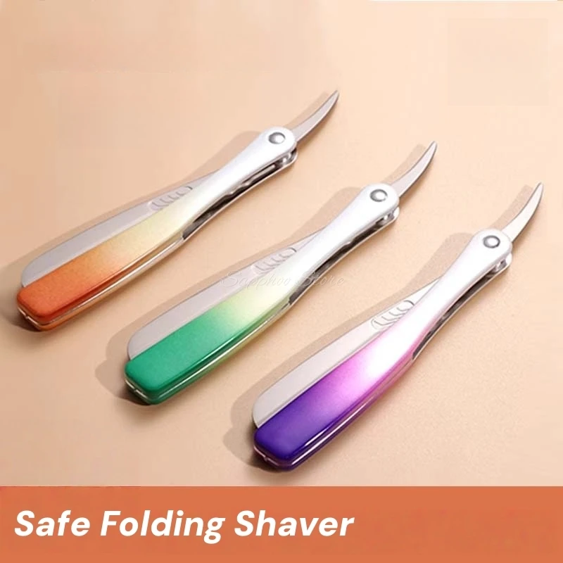 

Ручная мужская бритва с прямыми краями для перьев, безопасное лезвие из цинкового сплава, бритва для удаления волос, складной нож для бритья, градиентная ручка из АБС-пластика