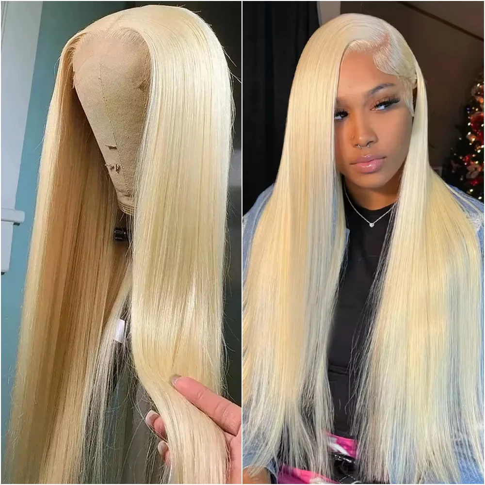 

34-40-дюймовые парики с кружевной передней частью 613 Honey Blonde, прямые, из натуральных волос, 13x6 HD, с предварительно выщипанной линией роста волос, плотность 200%, для женщин