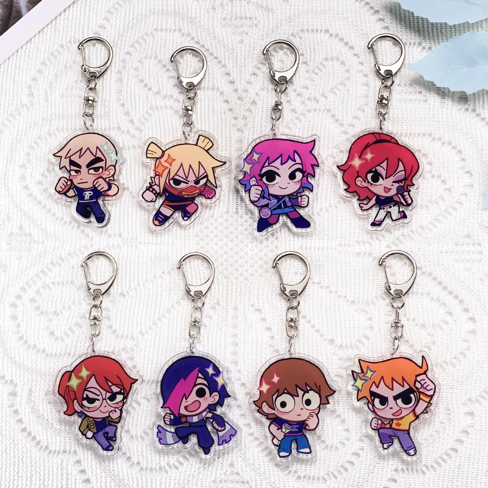 1/14PCS Anime Characters Scott Pilgrim Acrylic Keychain Accessories Keyrings Friends Gifts Cartoon​ Bag Charms Backpack Pendant