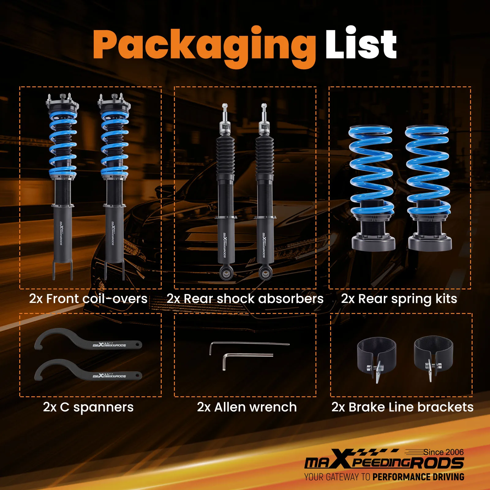 

24 Step Damper Coilover Lowering Kit for Mercedes E320 / E350 RWD W211 2003-2009 Suspension Coil Spring Kit