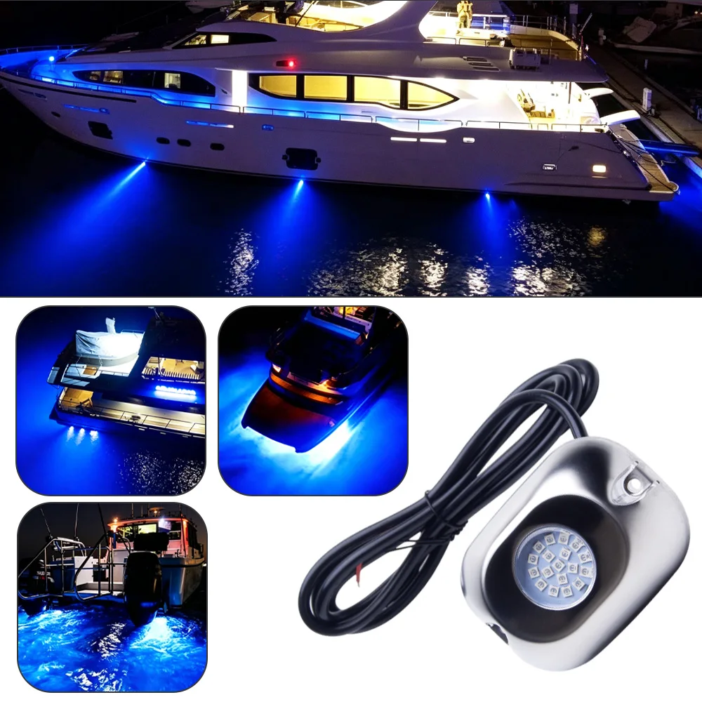 For boats, yachts, fishing boats and other marine vessels 18 / 36 / 54 LED Marine Underwater Light 10 V-30 V DC Stainless Steel