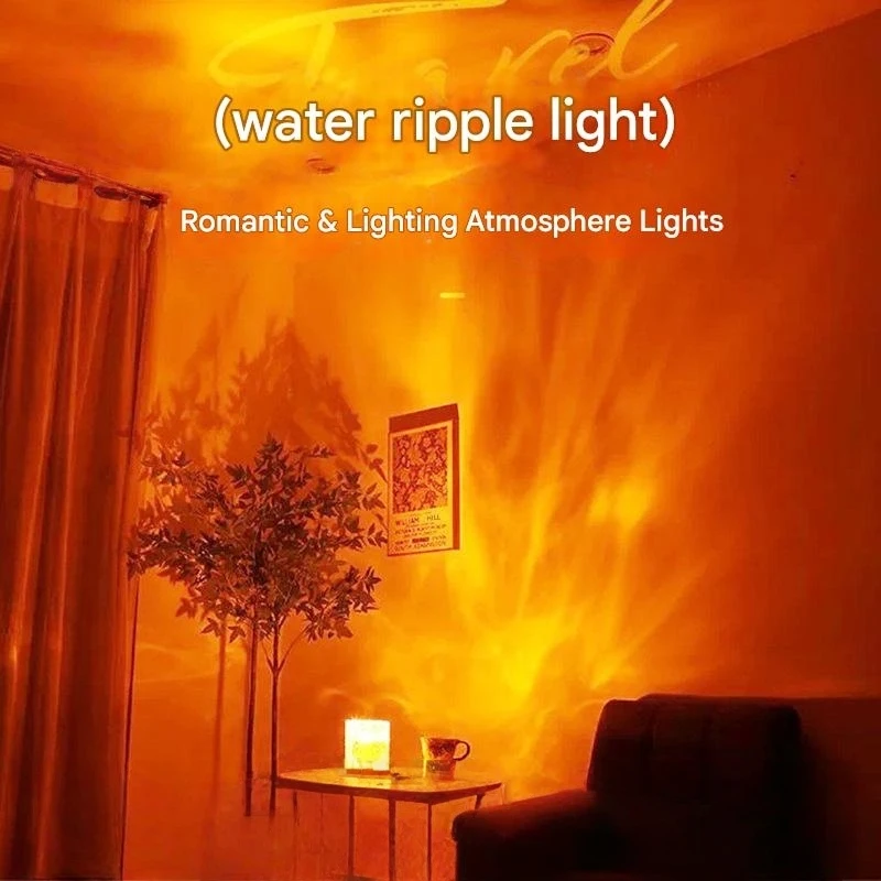 مصباح جو مموج مائي مربع، ضوء ليلي، هدية إبداعية للفتيات بجانب السرير، مصباح طاولة ديناميكي لهب أورورا #3