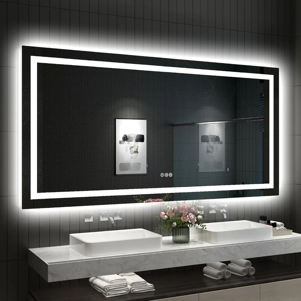 

3 Colors and Stepless Dimmable LED Vanity Mirror With Lights Bathroom Mirrors Anti-Fog Memory