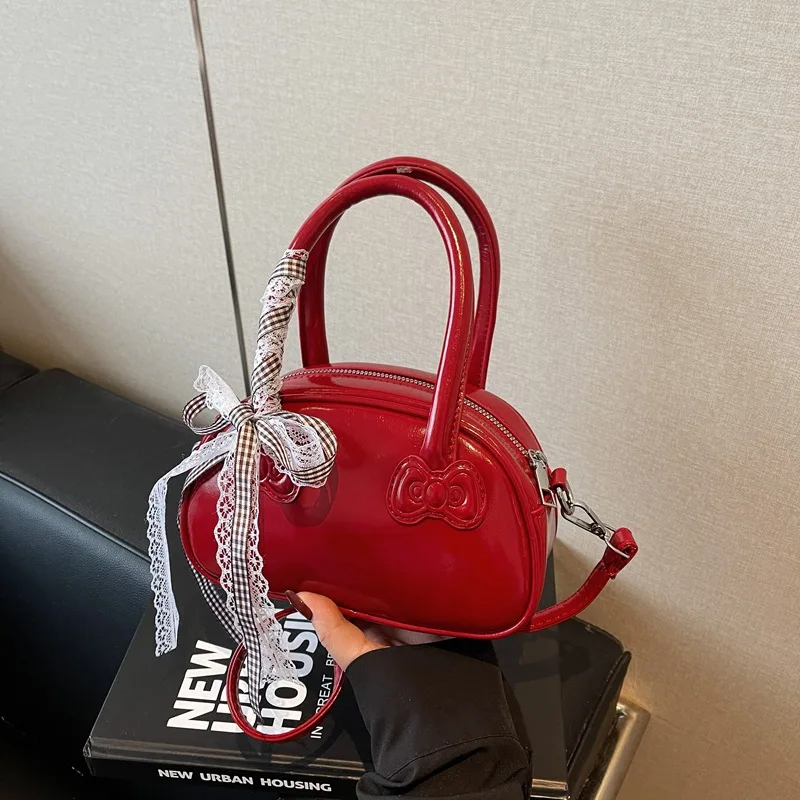 Torba damska wersja koreańska stylowa przenośna torba na poduszkę damska Superior Sense prosta koronkowa słodka torba na ramię typu crossbody urocza torba z kokardką