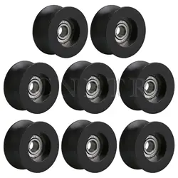 Cnbtr 8 pces preto 5x25x13mm u tipo rolo de rolamento da polia de náilon roda