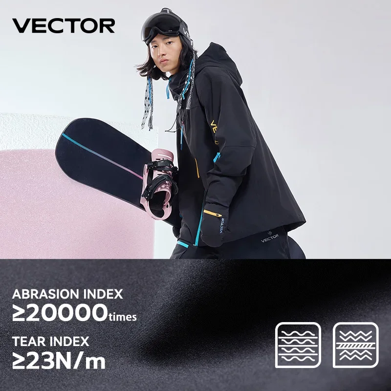 VECTOR Men and Women Cotton Contrast Skiing Top Waterproof and Durable Warm Snowboard Ski Double Board Single Board Outdoors