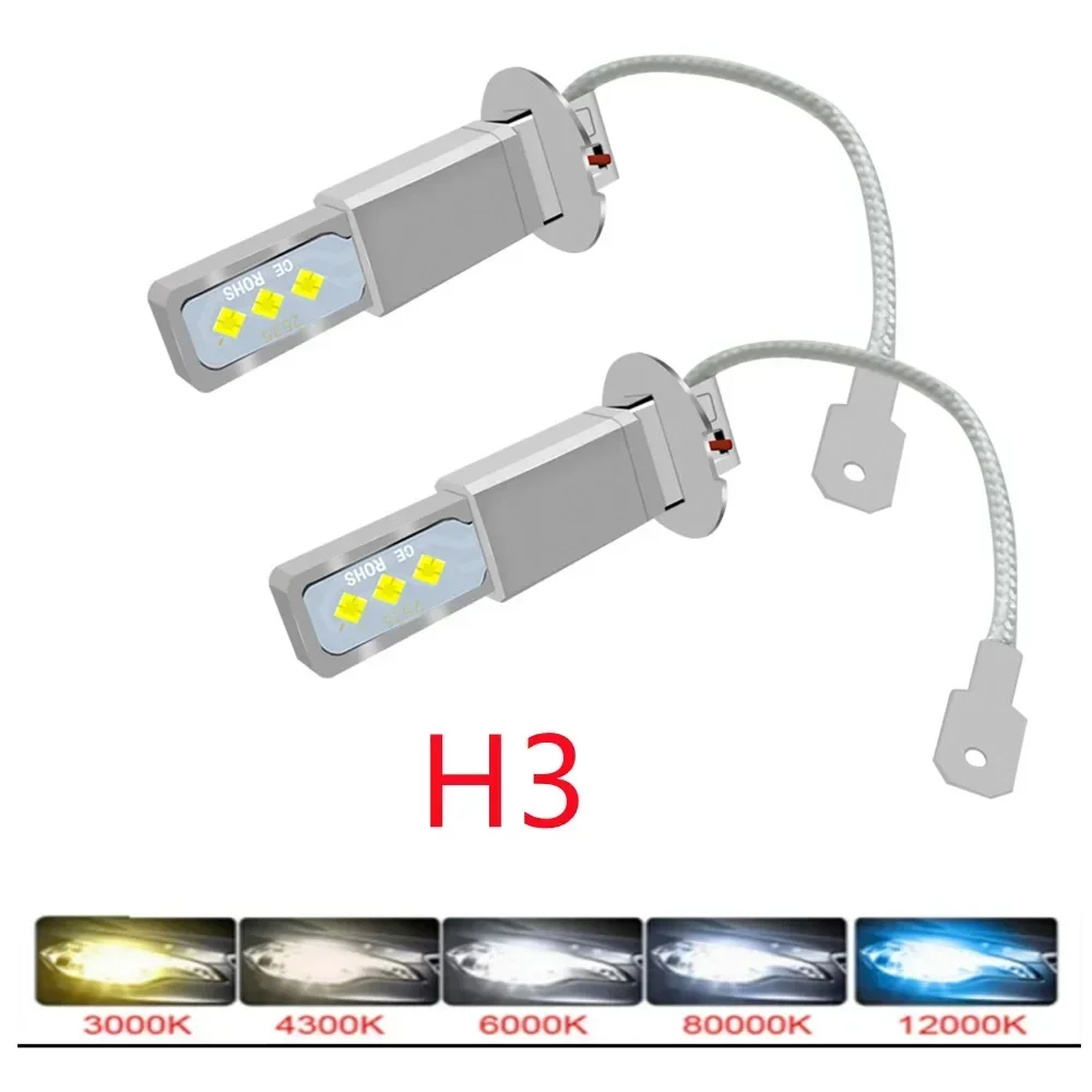 2PCS H1 H3 Led Fog Lamps Motorcycle Headlight Bulbs Car Auto Lights 16000LM Nebbia CSP 6000K 3000K 12V 24V