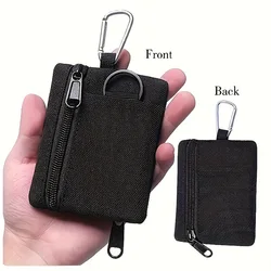 Durable Oxford Cloth Coin Purse Mini Ultra-thin Waist Pouch Key Wallet Travel Zipper Belt Bag Tactical Coin Purse With Carabiner