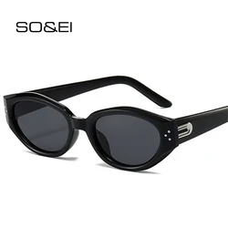 SO & EI Vintage Cat Eye donna occhiali da sole di lusso Fashion Brand Designer Shades UV400 Men Trending Punk rivetti occhiali da sole