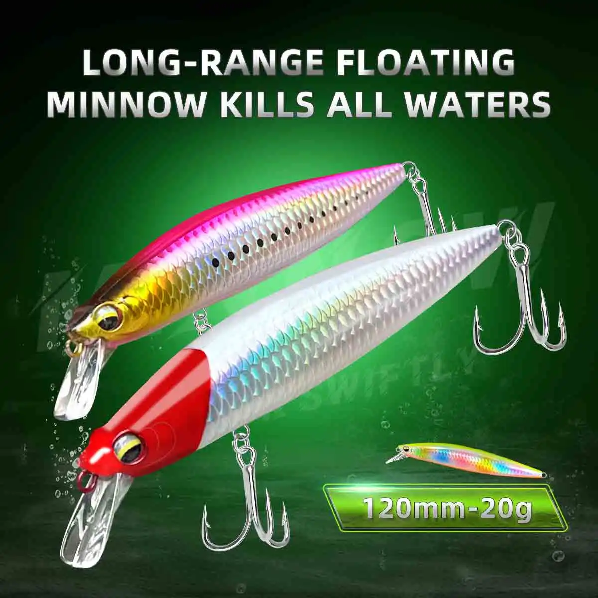 

XINMU Floating Laser Reflective Coating Minnow Fishing Lure 120mm/20g Artificial Hard Baits Pesca Carp Sea Pike Swimbait Wobbler