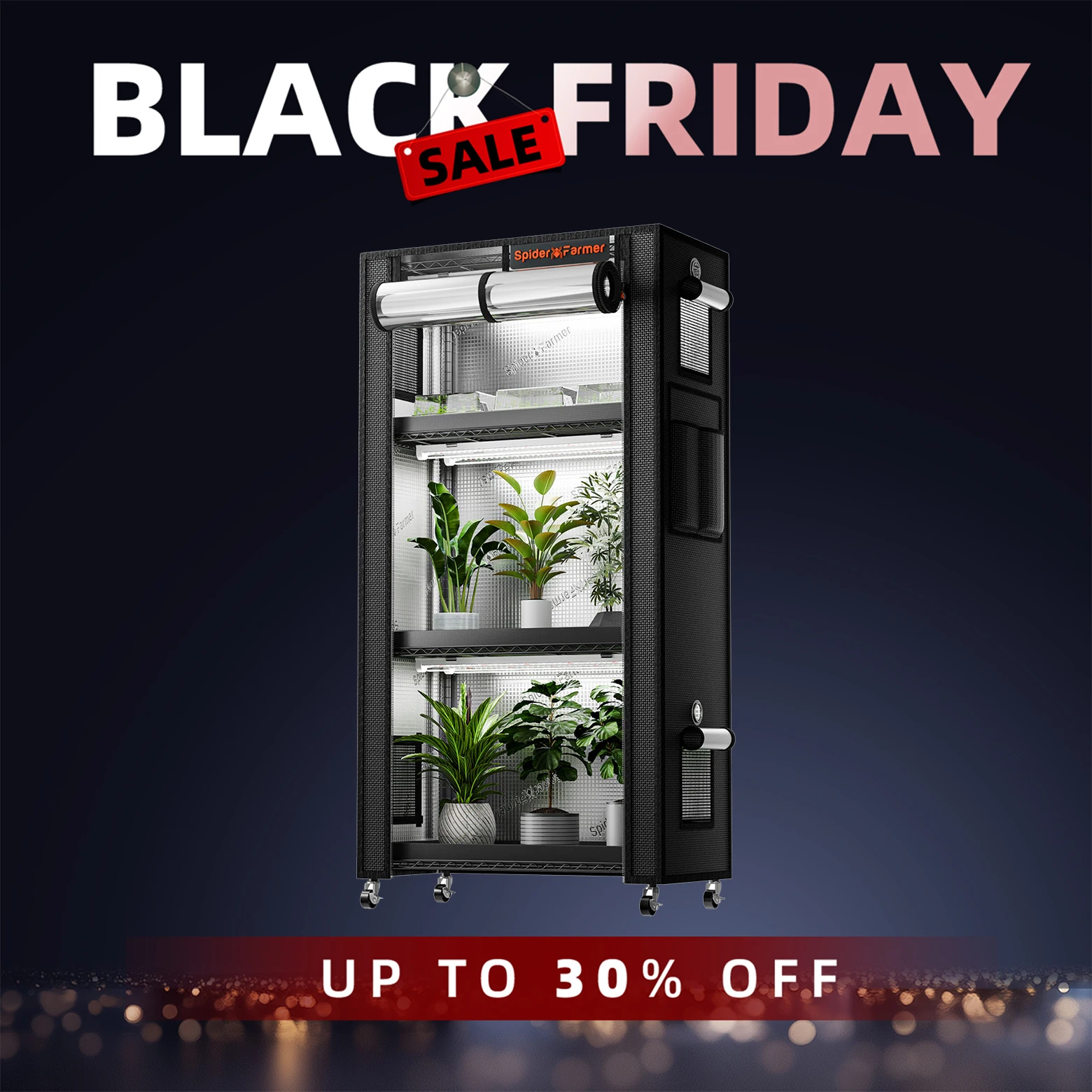 

Spider Farmer 6 шт. 18 Вт светодиодные лампы для выращивания растений с подставкой для растений и палатой 71x36x150 см для помещения