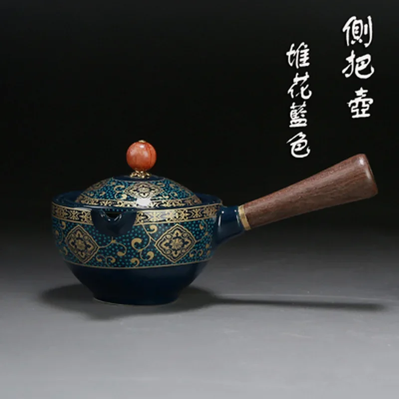 Ceramic Kung Fu Tea Set  Automatic Rotating Single Pot Household  Making Machine Filter Side Handle