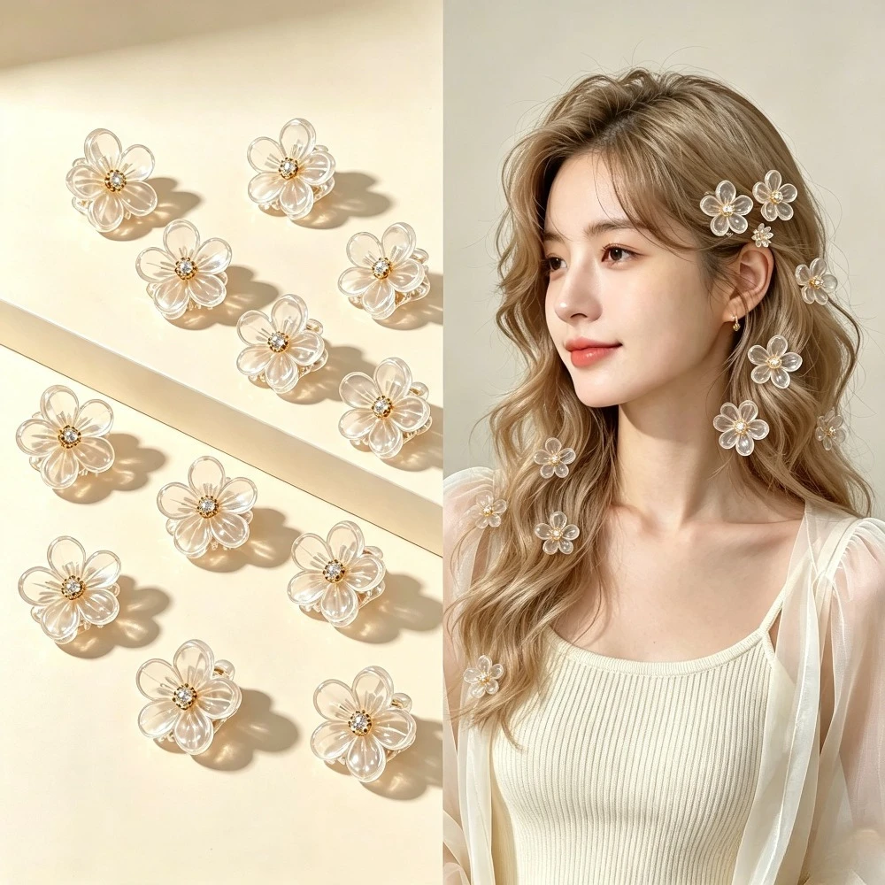 8pcs/box Girls Flower Hairpin Mini Claw Hair Clip Sweet Style Girls Hair Pin Forehead Bangs Hair Accessories Headwear for Kids