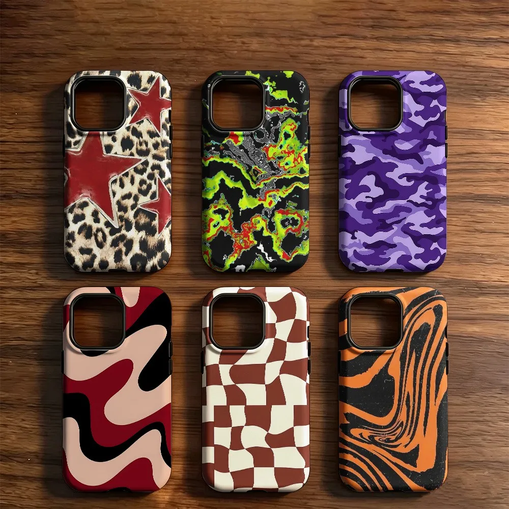 Retro Wavy Swirl Phone Case for Samsung Galaxy S20 S22 S23 S24 S25 S26 FE Plus Ultra Edge 4G 5G Luxury Double-layer