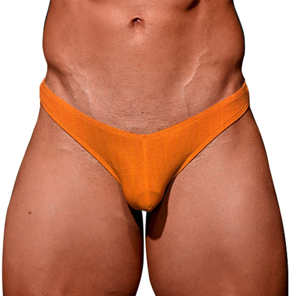 ملابس داخلية رجالية بلون سادة بخصر منخفض ، شورت مثير ، سراويل داخلية رفيعة
