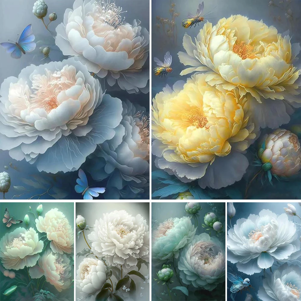 5D Diy Diamond Embroidery Beautiful peonies Full Drill Diamond Painting Needleworks Cross Stitch Home Decor J3554