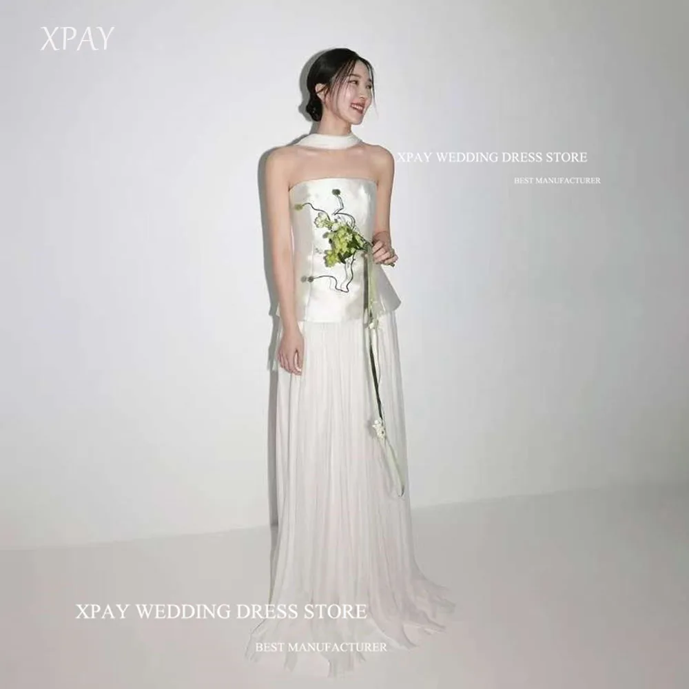 

XPAY Elegant Lily-ivory Floor-Length Wedding Dresses Korea Photo shoot Silk Chiffon Bridal Gowns Corset Church Women Customized