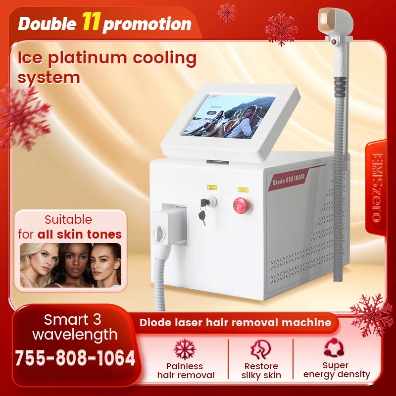 

3000W High Power Ice Cooling 755 808 1064 Device Diode Laser Epilator 3 Wavelength Painless 808nm Hair Removal Machine