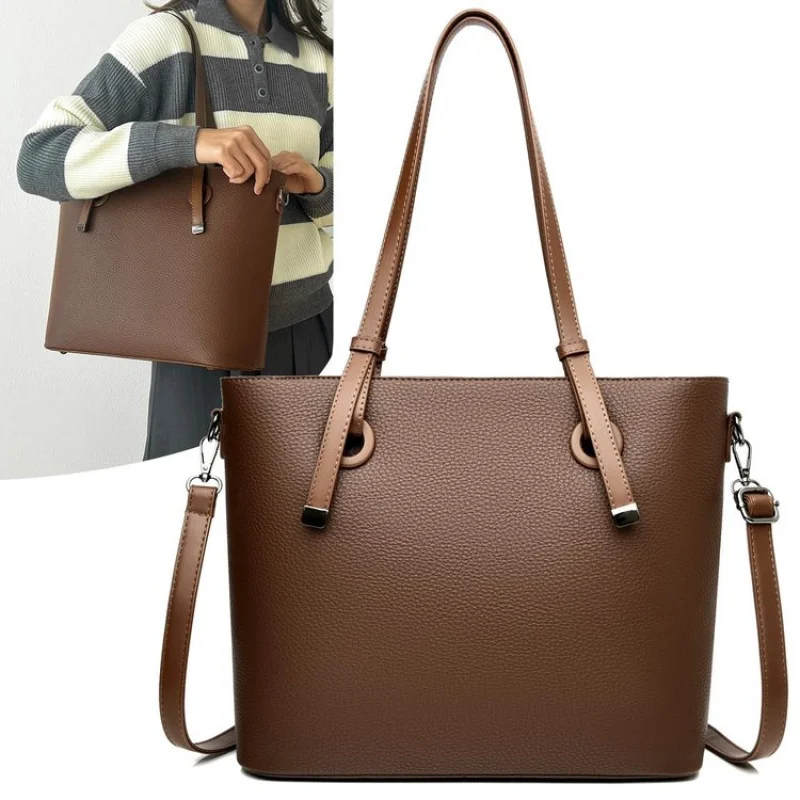 

Luxury Women's Casual Simple Vintage Leather Shoulder Bag Trendy Commuter Elegant Ladies Handbag