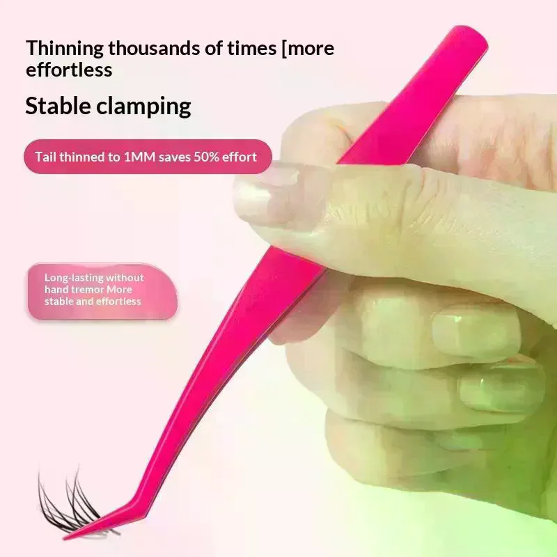 /YOV/Stainless Steel False Eyelash Tweezers Anti-static High Precision Lashes Extension Tweezer With Leather Case Eyelash Curler