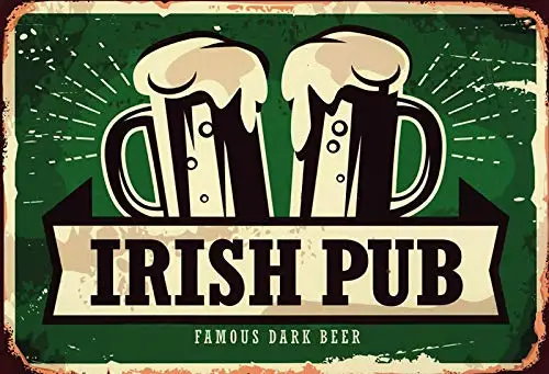 

Irish Pub Beer Theme Metal Tin Sign 8x12 Inch Home Kitchen Travel Decor Retro Tin Sign