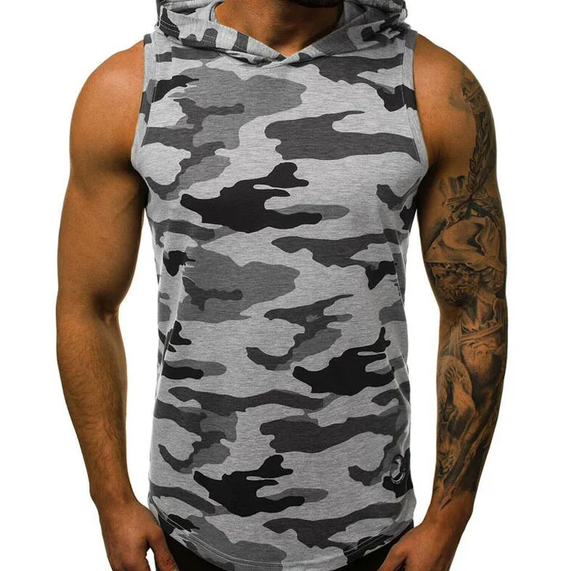 2023 Gyms Men Clothing Bodybuilding Hooded Tank Top for Men Summer Sleeveless Vest Sweatshirt Hoodies Fitness Man Tops MY075