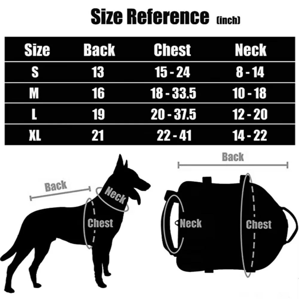 Tactical Dog Harness with Bungee Leash MOLLE Pouches Service Dog Vest Adjustable Nylon for Medium Large Dogs Outdoor Training